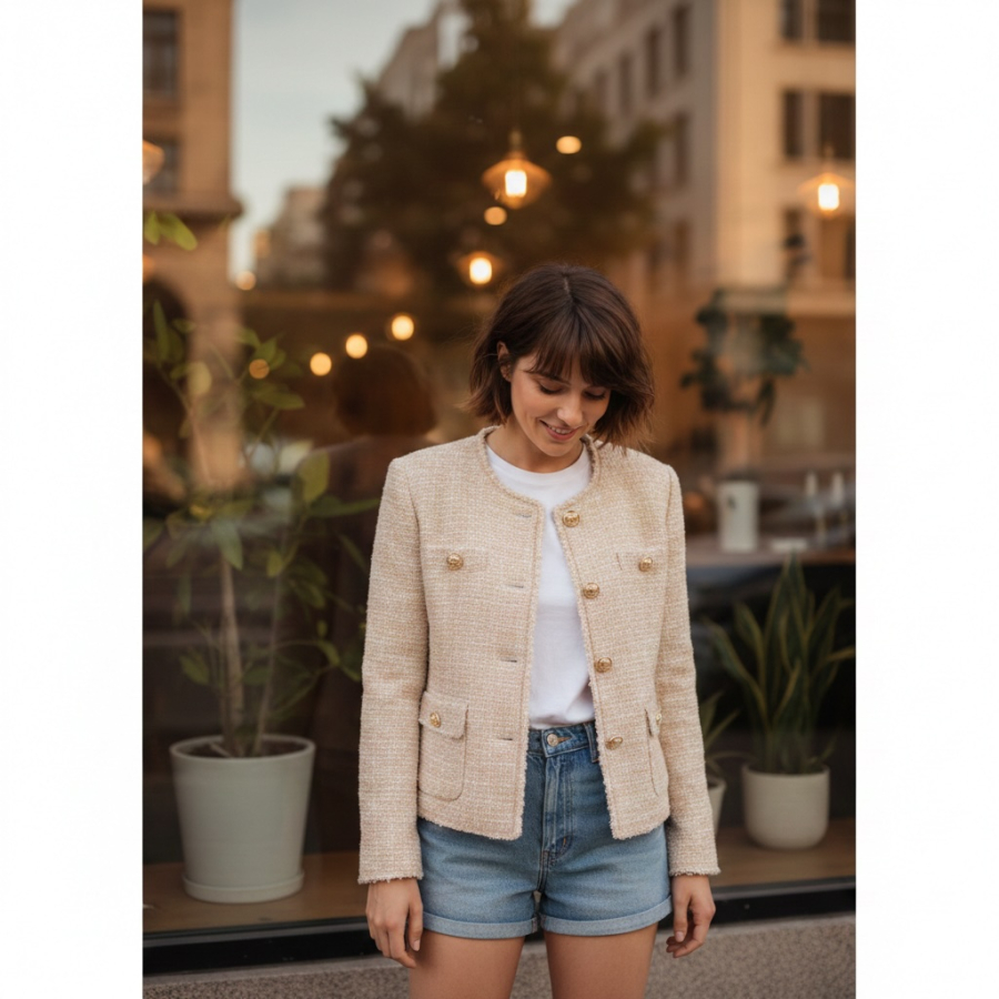 Áo khoác dạ ngắn gần như không thay đổi về thiết kế cốt lõi qua các năm, chỉ được tinh chỉnh nhẹ ở cổ áo hoặc kiểu khuy